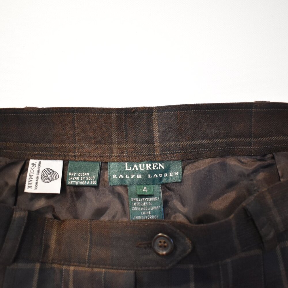 Ralph Lauren 100% Pure New Wool Women's Brown Plaid Dress Pants Size 4 - Picture 3 of 16